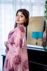 Seamless Digital Printed Peach Anarkali Gown